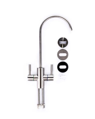 Wylewka podwójna ceramiczna Futura Satynowa – kranik do filtrów RO, 2 obiegi, obrót 360°