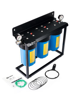 SYSTEM NARUROWY BIG BLUE 3x10 BBTECH ZESTAW Z MANOMETRAMI - trzy stopniowa filtracja domu - 5