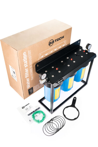 SYSTEM NARUROWY BIG BLUE 3x10 BBTECH ZESTAW Z MANOMETRAMI - trzy stopniowa filtracja domu
