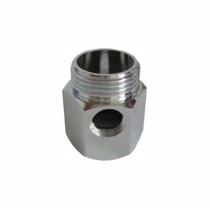 Przyłącze mosiężne chrom 3/4" GW x 3/4" Gz x 1/4" Gw